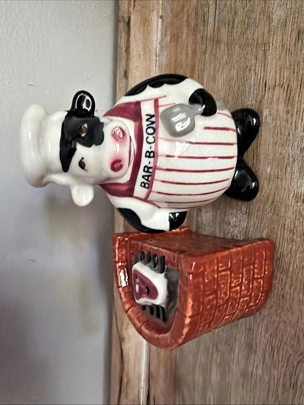 Cow and Calf Salt & Pepper Shaker Set Ceramic White & Brown